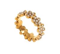 HIJONES Womens Stainless Steel Delicate Gold Plated Cubic Zirconium Flower Wedding Ring Gold Size L 1/2