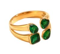 HIJONES Womens Stainless Steel Double Love Heart Ring Zirconium Open Promise Propose Ring Green Size N 1/2