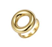 HIJONES Womens Stainless Steel Exaggerated Glossy Round Donut Ring Elegant Finger Jewellery Gold Size 7