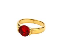 HIJONES Womens Stainless Steel Glass Crystal Eternity Ring Gold Plated Gemstone CZ Wedding Party Band Red Size U