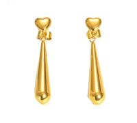 HIJONES Womens Stainless Steel Heart Long Drops Gold Ear Stud Earrings Teardrop Dangle