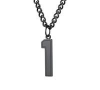 HIJONES Women's Stainless Steel Number Pendant Necklace for Everyday Wear Black 1