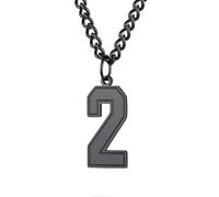 HIJONES Women's Stainless Steel Number Pendant Necklace for Everyday Wear Black 2