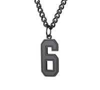 HIJONES Women's Stainless Steel Number Pendant Necklace for Everyday Wear Black 6