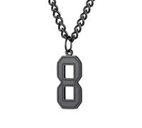 HIJONES Women's Stainless Steel Number Pendant Necklace for Everyday Wear Black 8