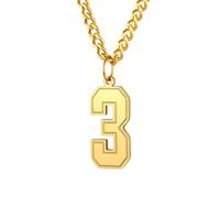 HIJONES Women's Stainless Steel Number Pendant Necklace for Everyday Wear Gold 3