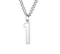 HIJONES Women's Stainless Steel Number Pendant Necklace for Everyday Wear Silver 1