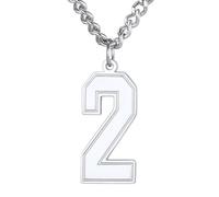 HIJONES Women's Stainless Steel Number Pendant Necklace for Everyday Wear Silver 2