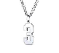 HIJONES Women's Stainless Steel Number Pendant Necklace for Everyday Wear Silver 3