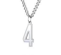 HIJONES Women's Stainless Steel Number Pendant Necklace for Everyday Wear Silver 4
