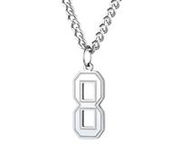 HIJONES Women's Stainless Steel Number Pendant Necklace for Everyday Wear Silver 8