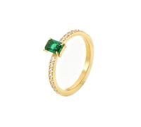 HIJONES Womens Stainless Steel Semi-Eternal Ring Gold Green Size S