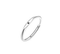HIJONES Womens Stainless Steel Simple Stackable Initial Letter Plain Ring Dainty Thin Alphabet Rings Jewellery Gifts Adjustable K
