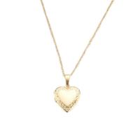 HIJONES Womens Stainless Steel Smiple Heart Love Locket Engraved Necklace Photo Frame Pendant Chains Gold