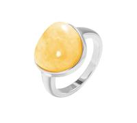 HIJONES Womens Stainless Steel Treardrop Gemstone Statement Ring Tiger Eye Agate Crystal Knuckle Band Jewellery for Party Silver Yellow Stone Size S