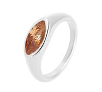 HIJONES Womens Stainless Steel Trendy Eyes' Cut Gemstone Wedding Ring Multicolor Crystal Glass Engagement Bands Silver Champagne Stone Size N 1/2
