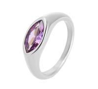 HIJONES Womens Stainless Steel Trendy Eyes' Cut Gemstone Wedding Ring Multicolor Crystal Glass Engagement Bands Silver Purple Stone Size N 1/2