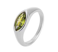 HIJONES Womens Stainless Steel Trendy Eyes' Cut Gemstone Wedding Ring Multicolor Crystal Glass Engagement Bands Silver Green Stone Size W