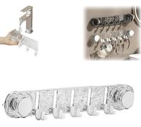 Hikaka 10 Hooks Rotating Shower Suction Cup Hook, Corrugated Wall Hook for Bathroom Space Saving Non Punch Wall Towel Hanger Strong Suction Cup Hooks for Shower (Transparent)