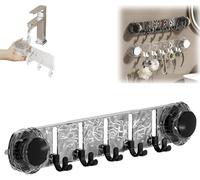 Hikaka 10 Hooks Rotating Shower Suction Cup Hook, Corrugated Wall Hook for Bathroom Space Saving Non Punch Wall Towel Hanger Strong Suction Cup Hooks for Shower (Gray)