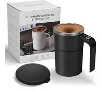 Hikaka Intelligent Coffee Cup with Lid, Automatic Stirring, Self Stirring, 380ml Black