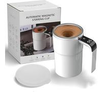 Hikaka Intelligent Coffee Cup with Lid, Automatic Stirring, Self Stirring Coffee Mug, 380ml/12 Oz, White