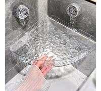 Hikaka No Drill Clear Wall Caddy, Easy Mount Bathroom Storage Shelf - No Punching Required, Suction Cup Caddy Corner Shelf, Removable Multifunctional Triangle Rectangle Storage (Transparent-Triangle)