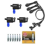 HIKARU PARTS 3pcs Ignition Coil & Spark Plug Wire Set Compatible with Lexus Toyota Supra 01-05 GS300 IS300 L6 3.0L