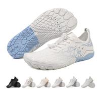 Hike Barefoot Shoes Women's,Water Shoes Men's,Breathable & Non-Slip Athletic Footwear Wide Toe Water Shoe,Swim Surf Hiking Walking Shoe White Blue