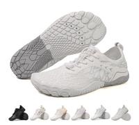 Hike Barefoot Shoes Women's,Water Shoes Men's,Breathable & Non-Slip Athletic Footwear Wide Toe Water Shoe,Swim Surf Hiking Walking Shoe White Grey
