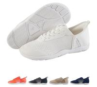 Hike Footwear HF Stride - Hands-Off & Ergonomic Barefoot Shoes, Thin Sole & Ultra-Light, Effortless Wear Unisex, White, 8-8.5 Wide Women/6-6.5 Wide Men