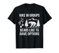 Hike in Groups Bears Like to Have Options Camping Funny Value Graphic T-Shirt, Men, Black, L