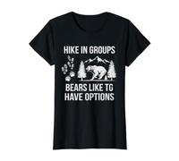 Hike in Groups Bears Like to Have Options Camping Funny Value Graphic T-Shirt, Women, Black, L
