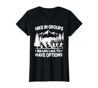 Hike in Groups Bears Like to Have Options Camping Funny Value Graphic T-Shirt, Women, Black, S