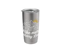 Hike More Worry Less Mountain Climbing Hiking Trails Forest Stainless Steel Insulated Tumbler