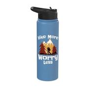 Hike More Worry Less Scenic Mountains Stainless Steel Insulated Water Bottle
