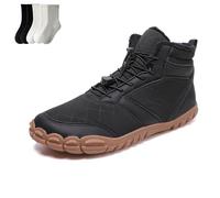 Hike Winter Barefoot Shoes For Women Men, 2025 Non-Slip Waterproof Wide Toe Box Walking Boots Footwear (9106 Black, Adult, Women, 11.5, Numeric, UK Footwear Size System, Medium)