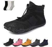 Hike Winter Barefoot Shoes For Women Men, 2025 Non-Slip Waterproof Wide Toe Box Walking Boots Footwear (6801 Black, Adult, Women, 11.5, Numeric, UK Footwear Size System, Medium)
