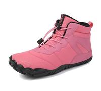 Hike Winter Footwear Barefoot Shoes Womens Mens,Snow Boots,Waterproof Warm Fur Lined Ankle Booties Hiking Trekking Trail Climbing Shoes Lace Up Anti-Slip Shoes, Pink, Wide