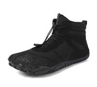 Hike Winter Footwear Barefoot Shoes Womens Mens,Snow Boots,Waterproof Warm Fur Lined Ankle Booties Hiking Trekking Trail Climbing Shoes Lace Up Anti-Slip Shoes, Black, 7.5 Wide Women/7.5 Wide Men