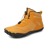Hike Winter Footwear Barefoot Shoes Womens Mens,Snow Boots,Waterproof Warm Fur Lined Ankle Booties Hiking Trekking Trail Climbing Shoes Lace Up Anti-Slip Shoes, Orange, 7.5 Wide Women/7.5 Wide Men