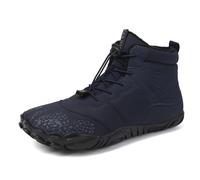 Hike Winter Footwear Barefoot Shoes Womens Mens,Snow Boots,Waterproof Warm Fur Lined Ankle Booties Hiking Trekking Trail Climbing Shoes Lace Up Anti-Slip Shoes, Dark Blue, 6 Wide Women/6 Wide Men