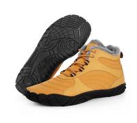 Hike Winter Shoes Barefoot Boots Men Women Waterproof Winter Snow Boots Warm Ankle Boots Wide Toe Barefoot Hiking Boots Non-Slip Zero Drop Sole Hiking Boots Hiking Shoes, A1 Yellow E, 5.5 Wide Women/4