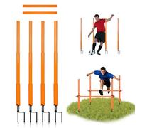 Hikeen Telescopic Length Football Poles Fixed & Collapsible Options Agility Hurdles and Football Obstacle for Teenager Soccer Agility Poles Outdoor Sports Speed Training Equipment 4pcs-Short Pole