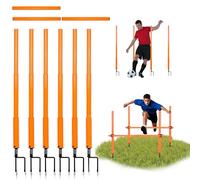 Hikeen Telescopic Length Football Poles Fixed & Collapsible Options Agility Training Hurdles and Football Obstacle for Teenager Soccer Training Outdoor Sports Speed Training Equipment 6pcs-Short Pole
