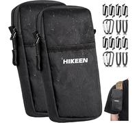 Hikeen X-Pac Multifunctional Mobile Phone Case with Carabiner: Waterproof Molle Bag for Men & Women, EDC Pouch for Outdoor, Camping, Hunting & Training, black, 2 Pack