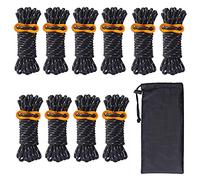 HIKEMAN 10PCS Tent Guy Ropes - 4mm Reflective Cord Tent Guide Rope with Aluminum Adjuster,for Outdoor Camping Hiking Awning Tents (10PCS-Black)