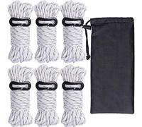 HIKEMAN Guy Rope 4mm Reflective Cord Guy Line Tent Guide Rope with Aluminum Adjuster 13 Feet 6 Pack for Tent Tarp Outdoor Packaging (White)
