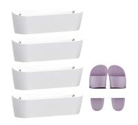 HIKENRI 4PCS Wall Mounted Shoe Rack,Motorhome Shoe Storage,Wall Mounted Shoe Storage Self Adhesive or Drilling,For bathrooms,Doors,Motorhome Camping(White)