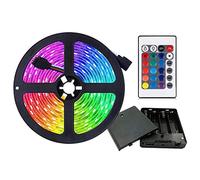 HIKENRI Battery Powered Led Strip Lights, Flexible Color Changing RGB LED Light Strip,5050 3M/9.8FT 90 LEDs 5V Battery-Powered with Controller